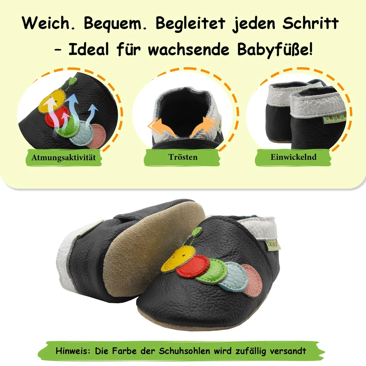 SAYOYO Weiche Leder Krabbelschuhe Baby Lauflernschuhe Jungen Rutschfeste Babyhausschuhe Mädchen Kleinkind Lederschuhe