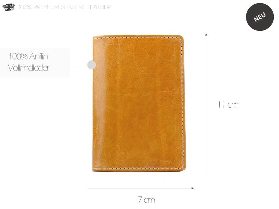 DELMON VARONE - Personalisierbares Visitenkartenetui aus Premium Vintage Anilin Leder braun, Elegante Echtleder Visitenkarten Etuis mit 2 flachen Steckfächern, Slim Kartenetui für Damen & Herren