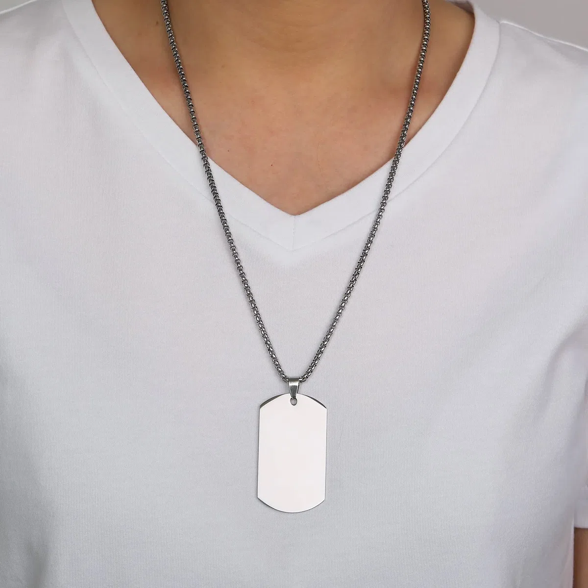Benutzerdefinierter Hundemarken Text und Bild gravierte Halsketten mit farbigem/schwarz-weißem Bild Anhänger personalisiertes Geschenk für Männer/Frauen Schmuck