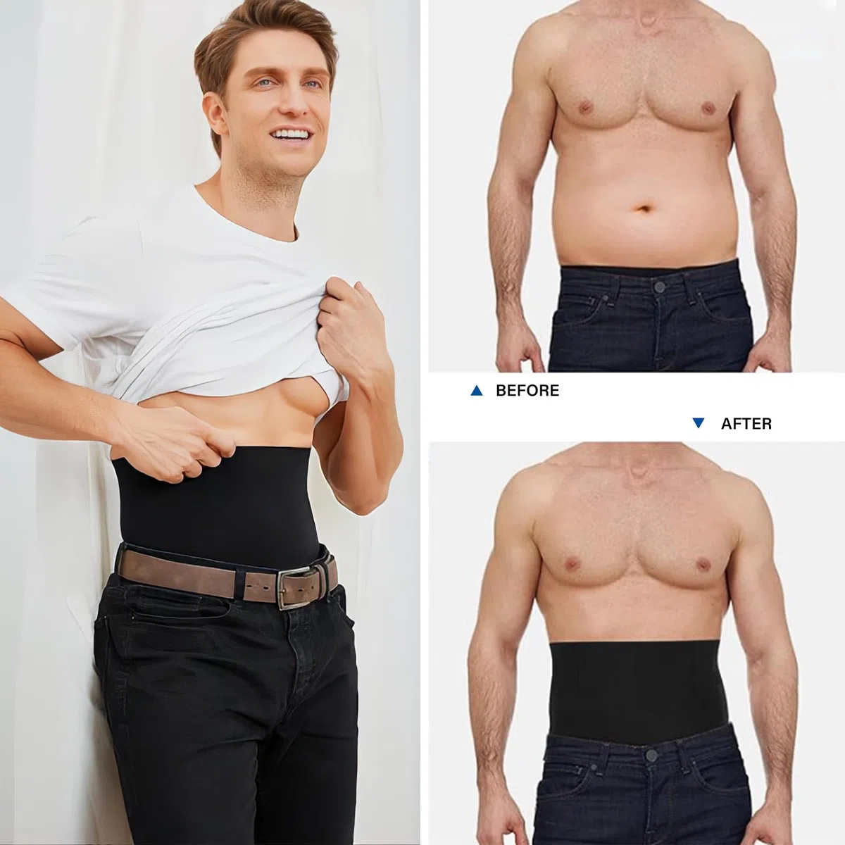 Casey Kevin Shapewear Boxershorts Herren, Bauchweg Herren, Hohe Taille Body Shaper Kompressionshosen Unterwäsche
