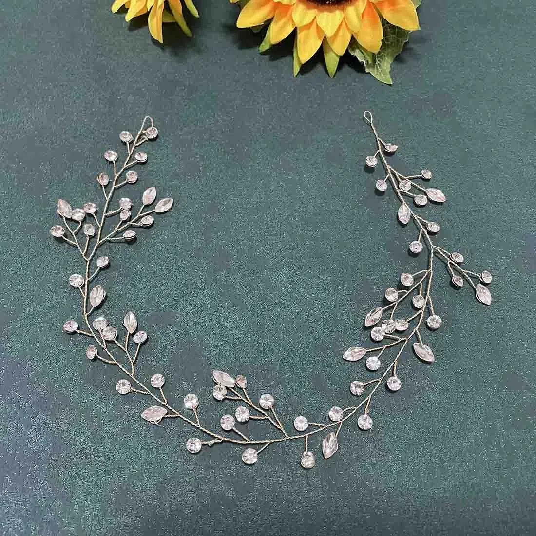 Prosy Braut Hochzeit Haar Reben Braut Crystal Headband Strass Headpieces Haarschmuck für Frauen und Mädchen (Gold)