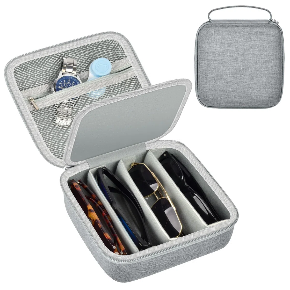Sunglasses Organizer Brillenständer für Mehrere Brillen für CARFIA/für Wrimen, Brillenbox für Mehrere 4 Sonnenbrillen und Uhren, Schlüssel-S(nur Tasche)