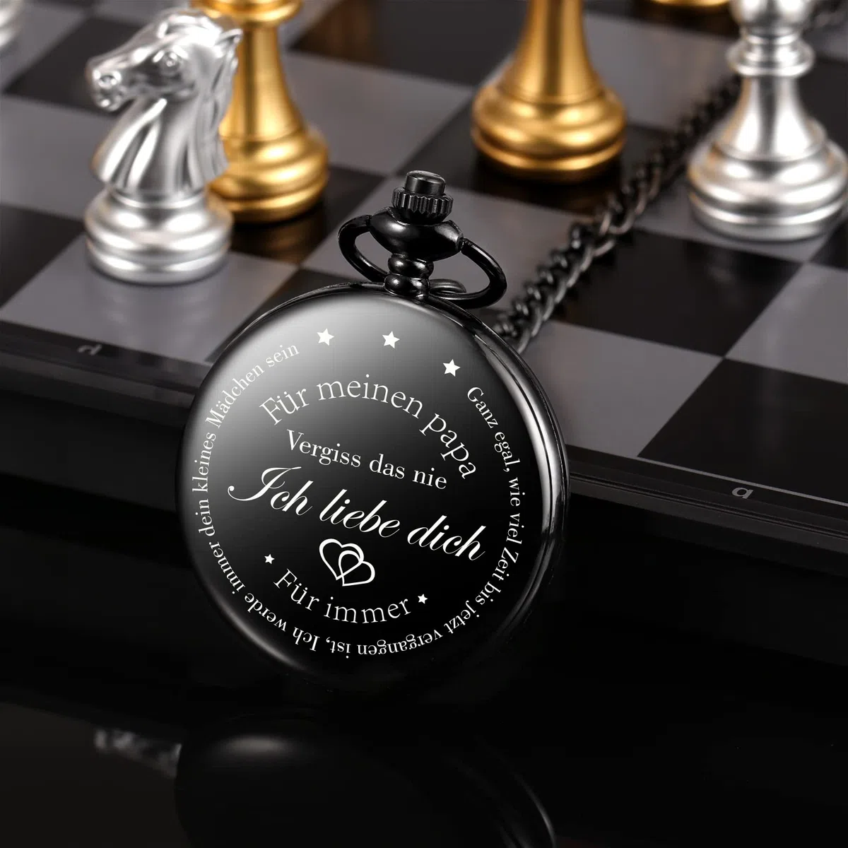TREEWETO Herren Taschenuhr mit Gravur für den Vater, Vintage, Steampunk-Taschenuhren mit Kette für Herren, Vatertagsgeschenk, schönes Geschenk für Ihren Vater