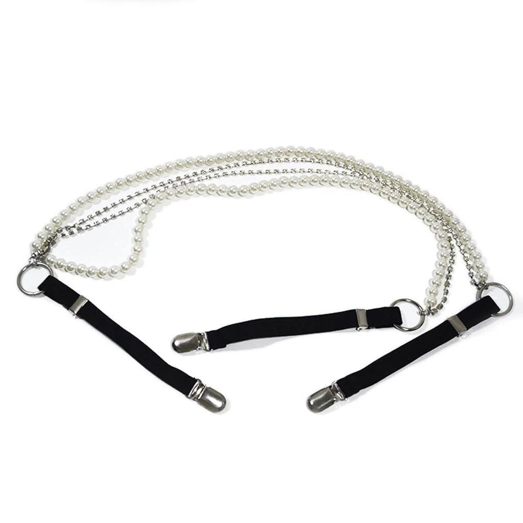 Punk Stil Hosenträger Frauen Y-Form Metall Clips Einstellbare Perle Gurt