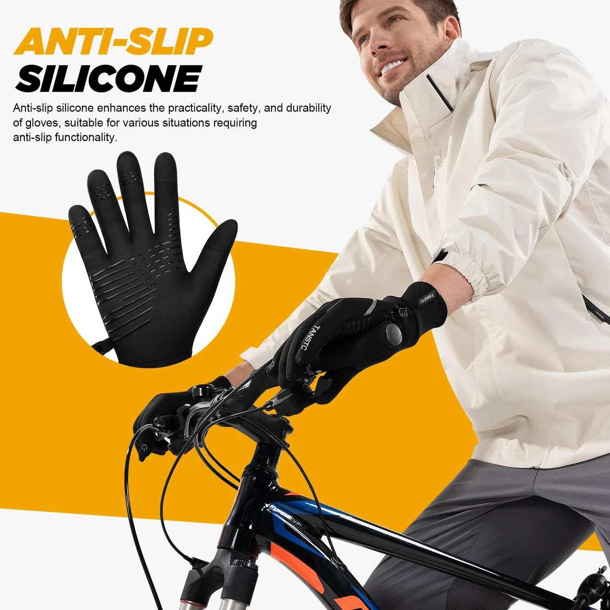 TANSTC Handschuhe Herren Damen Winter Touchscreen Thermohandschuhe Outdoor rutschfeste Fahrradhandschuhe Warm Winterhandschuhe Elastizitä Skihandschuhe Atmungsaktiv Laufhandschuhe Schneehandschuhe