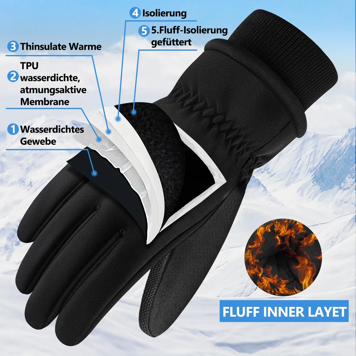 GRGE Sport-Fahrradhandschuhe, Vollfinger, Herren und Damen, Gel-Stoßdämpfung, Fitness-Handschuhe, atmungsaktiv, rutschfest, Fahrradhandschuhe, L