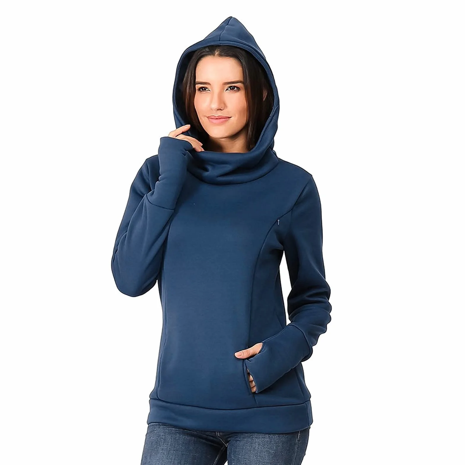 Damen Stillen Hoodie Mutterschaft Fleece Stillpullover mit Kapuze,Umstandspullover Langarm Stilloberteil Umstandsmode Winter Warm Pullover Schwangere Pflege Stillen Shirt Sweatshirt zum Stillen