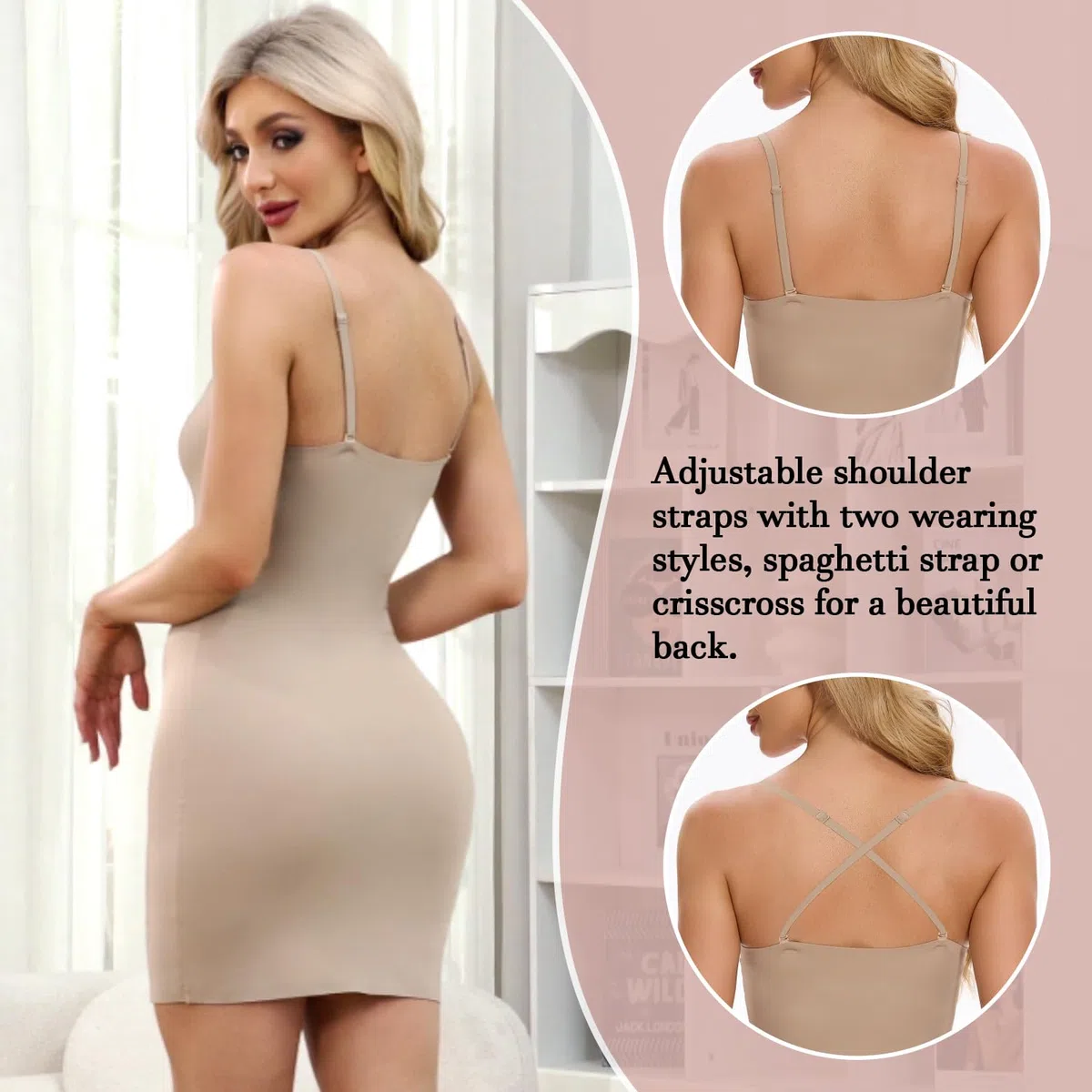 SLIMBELLE Miederkleid Damen Bauchweg Formend Unterkleid Leicht Shaping Shapewear Butterback Shaping Formkleid Nahtlose Rückfrei Full Silps