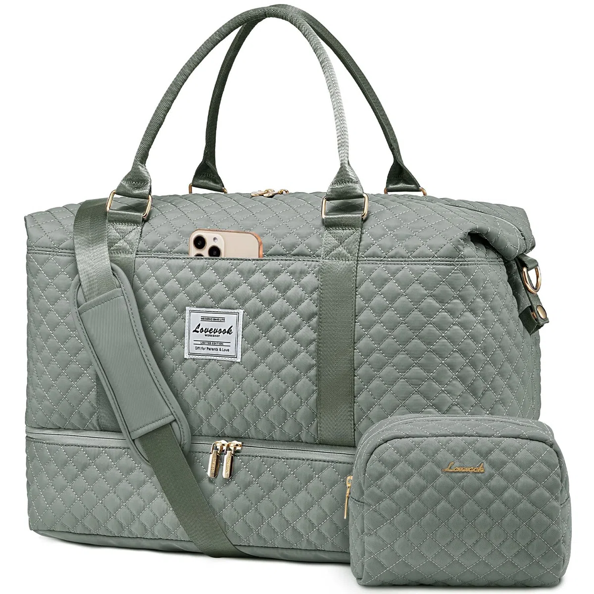 LOVEVOOK Reisetasche Sporttasche Damen Groß Weekender Travel Duffle Bag mit Kulturbeutel Handgepäck Tasche mit Schuhfach Kliniktasche Geburt Mama Set Wasserdicht für Flugzeug Reise Gym Camping