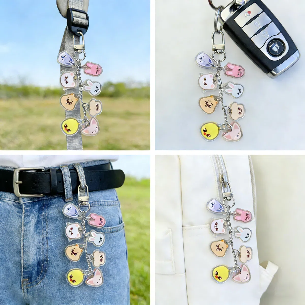 Stray Fanartikel Geschenk Set für STAY: mit 1 SKZ Sporttasche, 1 Schlüsselanhänger, 1 Lanyard, 1 Armband, 55 Fotokarten, 1 Halskette, 4 Anstecknadeln und 50 Aufklebern