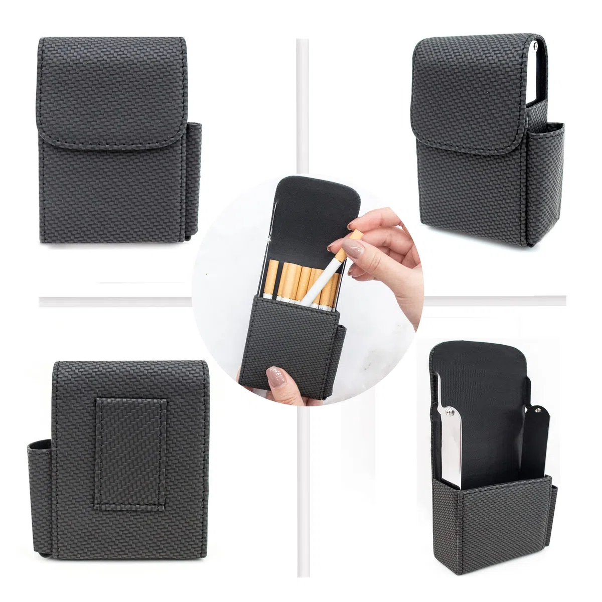 Boshiho Neutral Zigarettenhülle PU Leder für Zigarettenpackungen hochwertigem Leder und Feuerzeug Tasche
