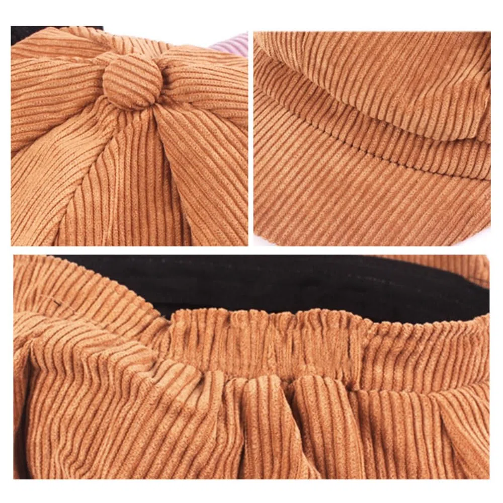 Schirmmütze Barett Mütze Winter Mütze Achteckige Kappe Cord Newsboy Caps Baskenmütze Maler Hüte Ballonmütze Warm Hüte Reisehut Malerhut für Frauen Frühling Herbst,1 Stück,Schwarz