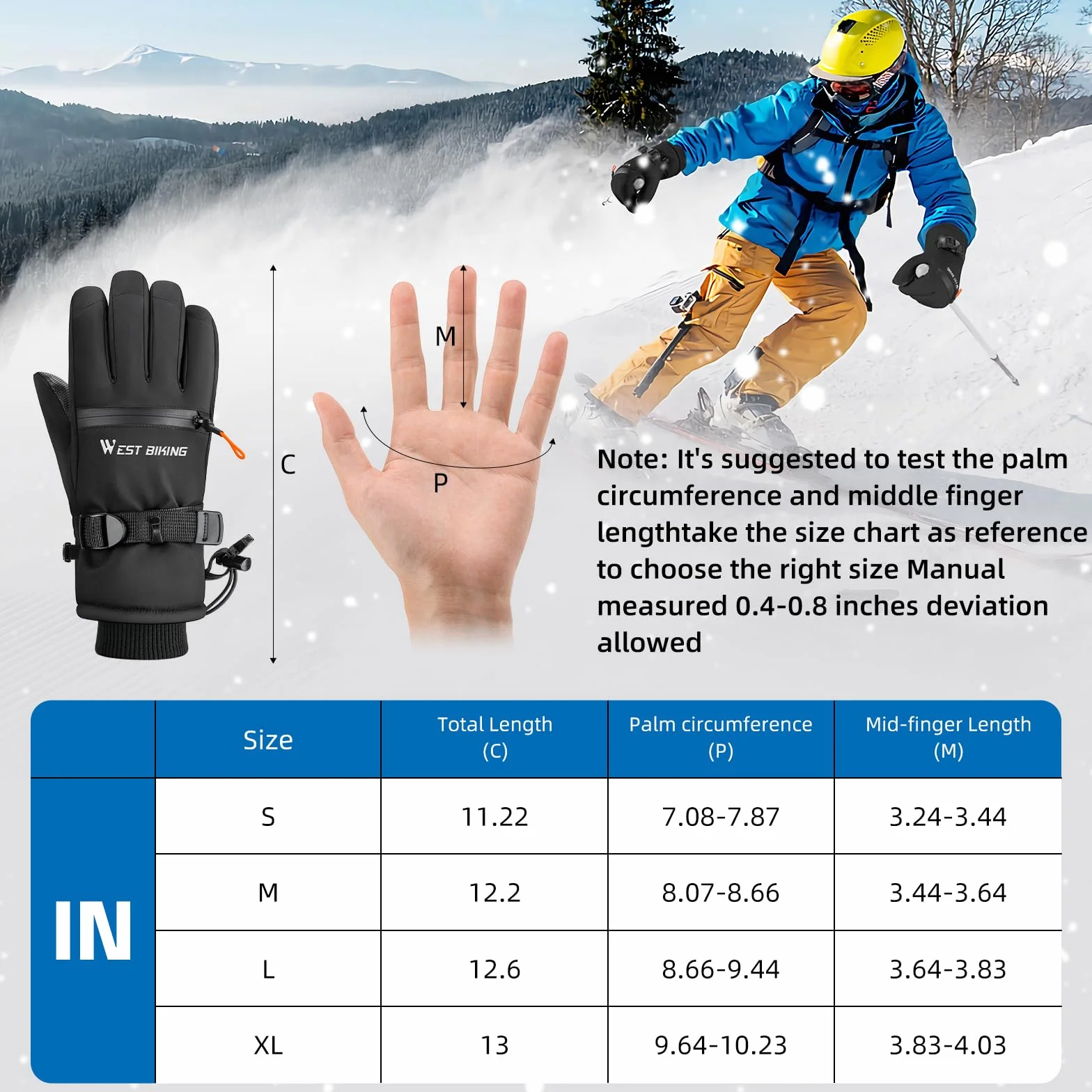 Winterhandschuhe Wasserdicht 3M Thinsulate Warme Touchscreen Skihandschuhe für Herren Damen, Fahrradhandschuhe,Winddicht Handschuhe für Ski,Wandern,Radfahren,Snowboarden