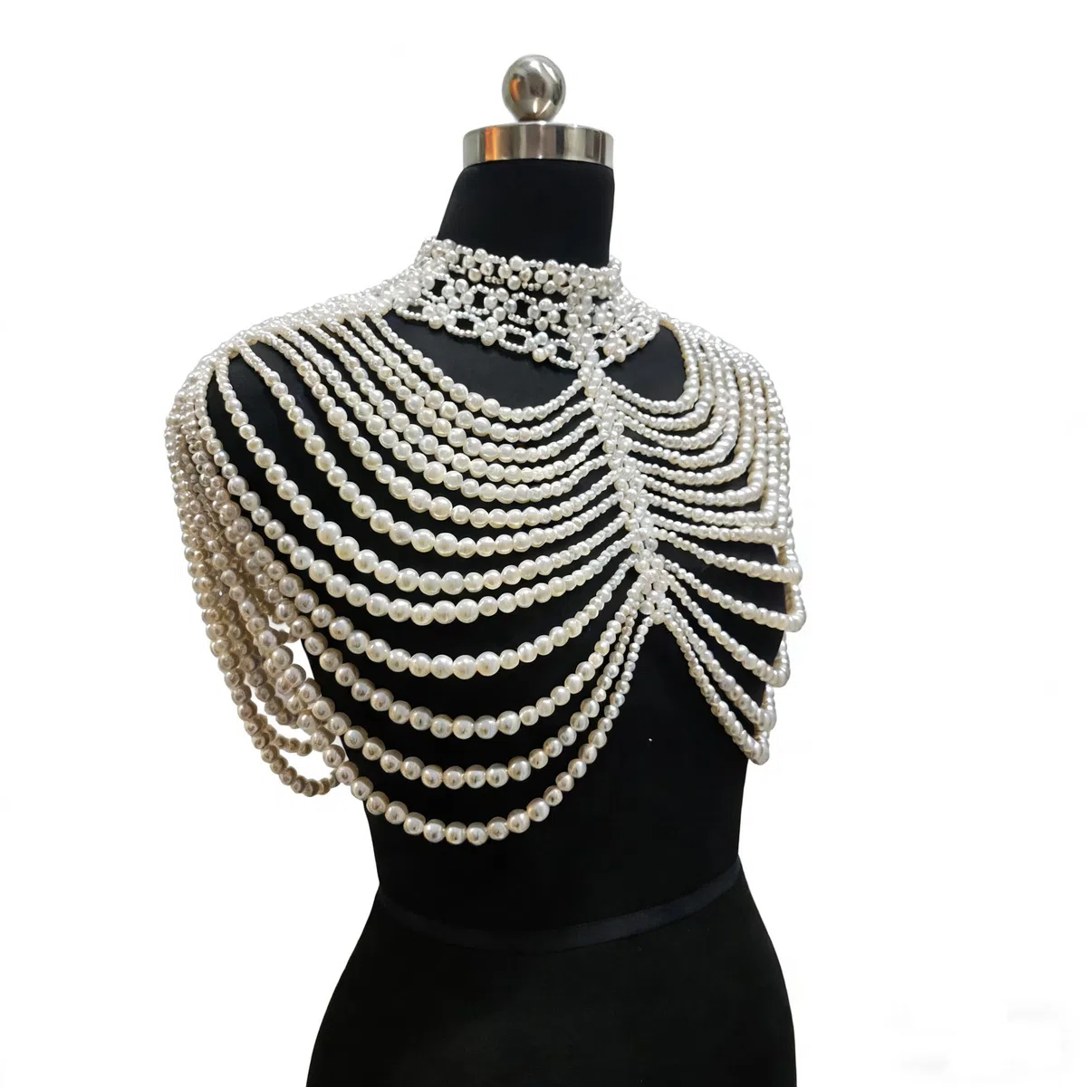 Vintage-Perlen-Umhang Damenschal Perlen-Capelet Braut Hochzeit Steampunk