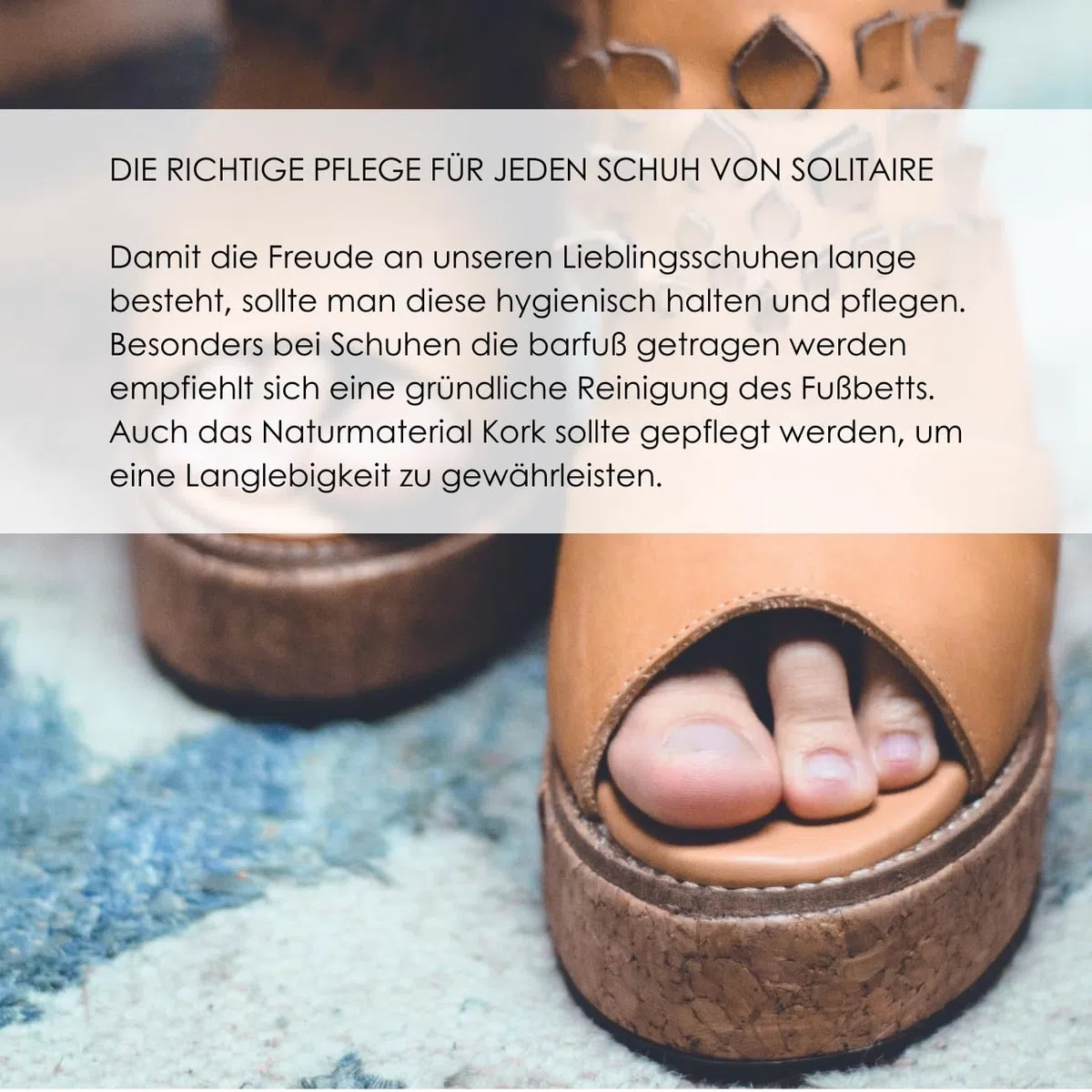 SOLITAIRE Kork-Sandalen Reinigungs- und Pflegeset 4-tlg., Reinigung und Pflege von Sandalen, Hausschuhen und offenen Schuhen mit Korksohlen. Inkl. Sandalen-Reiniger, Korkpflege, Bürste Mikrofasertuch