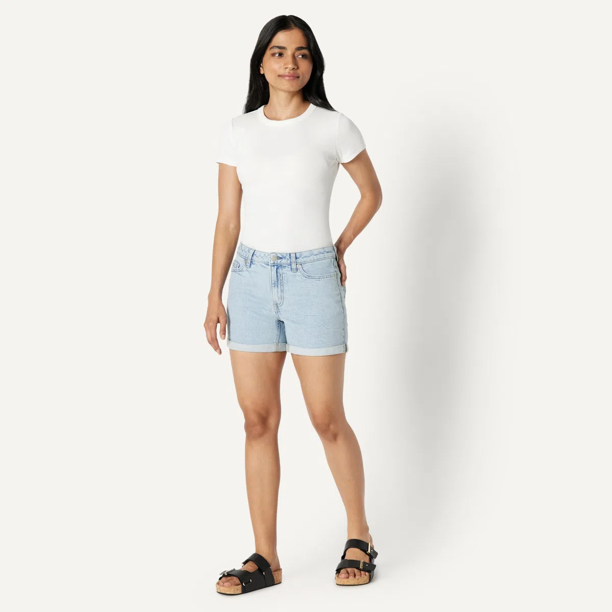 Amazon Essentials Damen Mittelhoher Bund Mittlere Dehnbarkeit Slim Fit 10,2cm Shorts