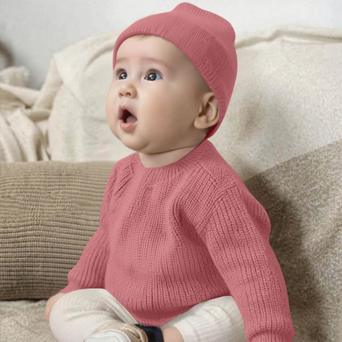 Generisch Handgefertigter Strickpullover Kinder, Pullover Selbst Gestalten mit Gesticktem Namen, Custom Sweater Langarm Rundhalspullover Personalisierte Pulli für Baby, Mädchen, Jungen 0-8 Jahre