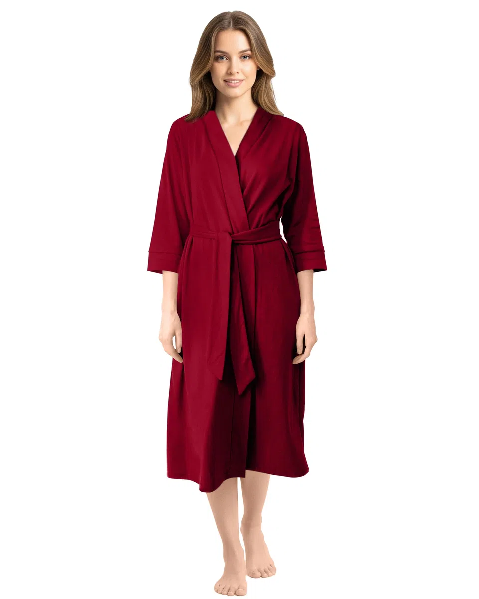 NY Threads Luxuriöser, leichter Damen-Bademantel/Frauen Morgenmantel aus weichem Poly-Baumwollstrick