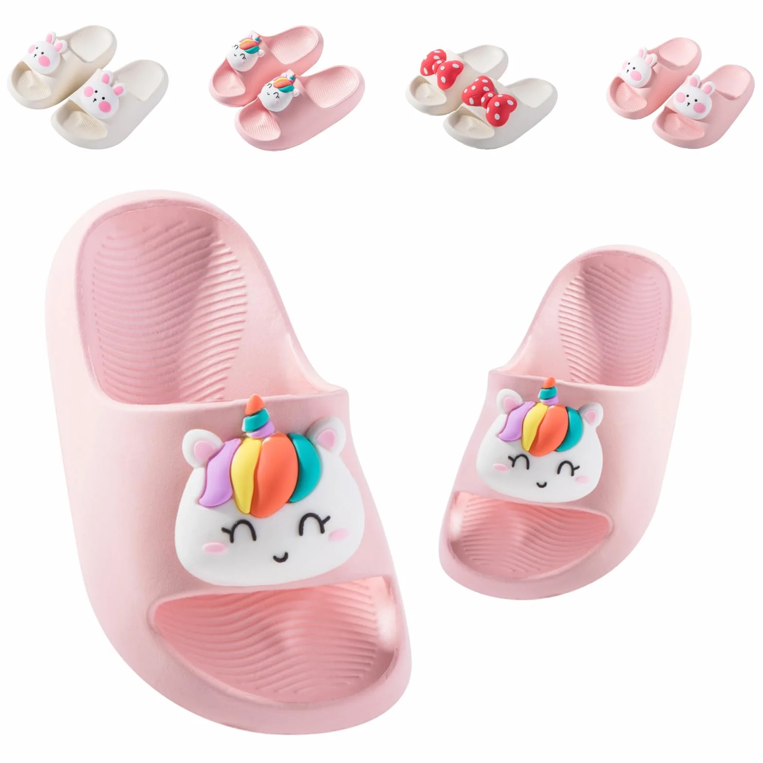 Badelatschen Kinder Flache Sommer Hausschuhe Jungen Mädchen Dusch Badeschuhe Strand Pantoletten Slippers Eltern-Kind Sandalen Leicht Anti-rutsch Badeschlappen