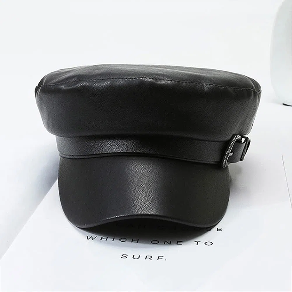 XYIYI Damen Fiddler Cap Newsboy Hut PU Leder Visor Baskenmütze Cap Paperboy Gatsby Hut