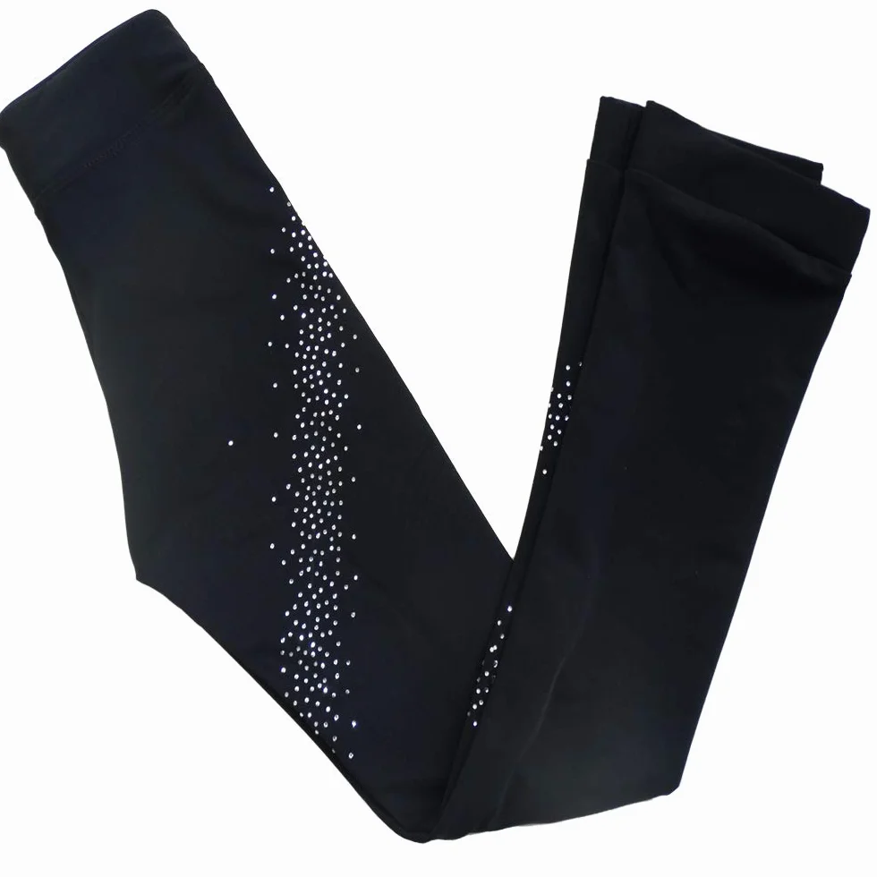 LIUHUO Lange Hose für Damen und Mädchen Eiskunstlauf Strumpfhose Strass Kinderskating-Leggings