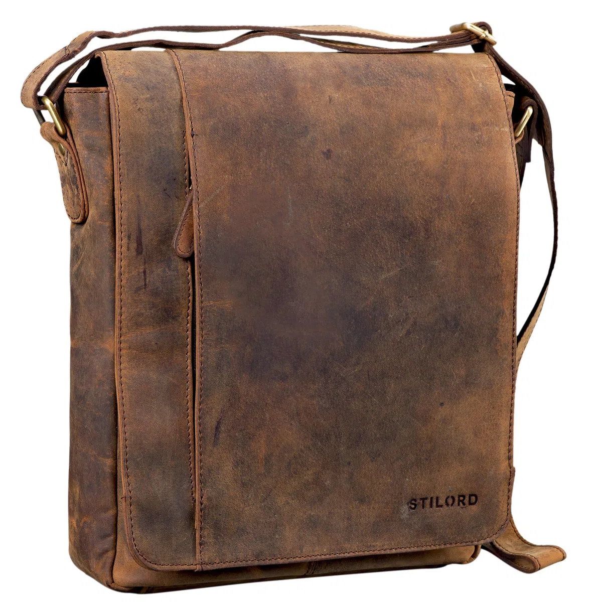 STILORD Paul Umhängetasche Herren Leder Hochformat Messenger Bag Vintage Design Ledertasche für 13,3 Zoll MacBook iPad DIN A4 Echtleder Colorado braun