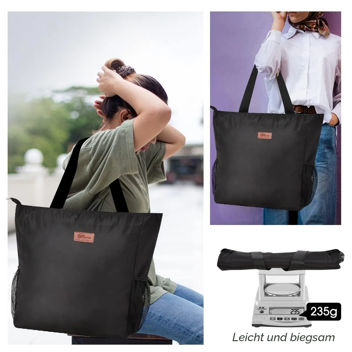 HOMESPON Große Wasserdichte Strandtasche mit Reißverschluss und Taschen für Damen