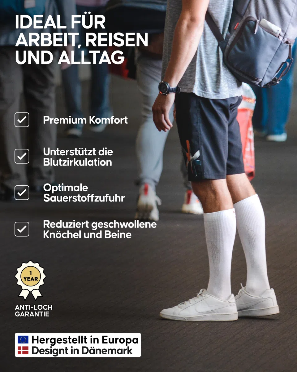 DANISH ENDURANCE Medizinische Kompressionsstrümpfe aus Bio-Baumwolle, 14-18 mmHg, Stützstrümpfe, Kompressionssocken, Thrombosestrümpfe Flug, Schwangerschaft, Laufen, Damen & Herren, 1 oder 3 Paar