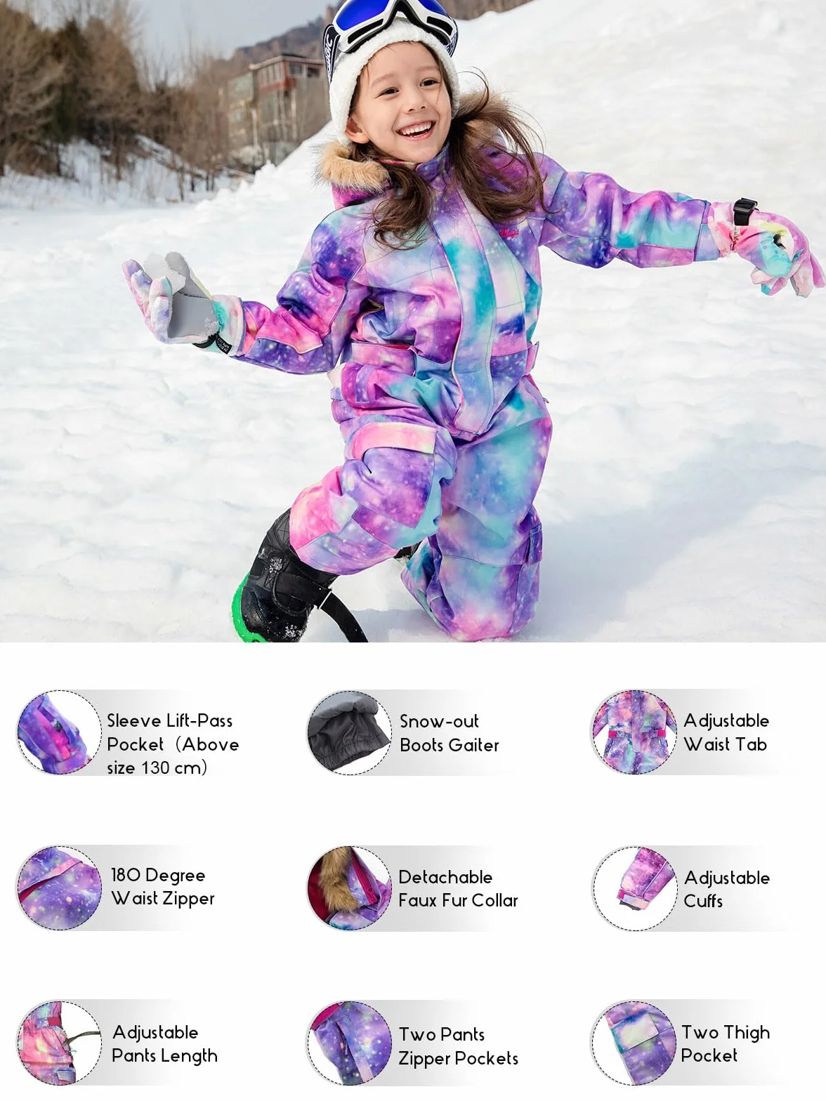 BUMDEEP Kinder Baby Einteiler Schneeanzug Overall Skianzug Jacken Mäntel Jumpsuits Winter Outdoor Wasserdicht Snowboarden