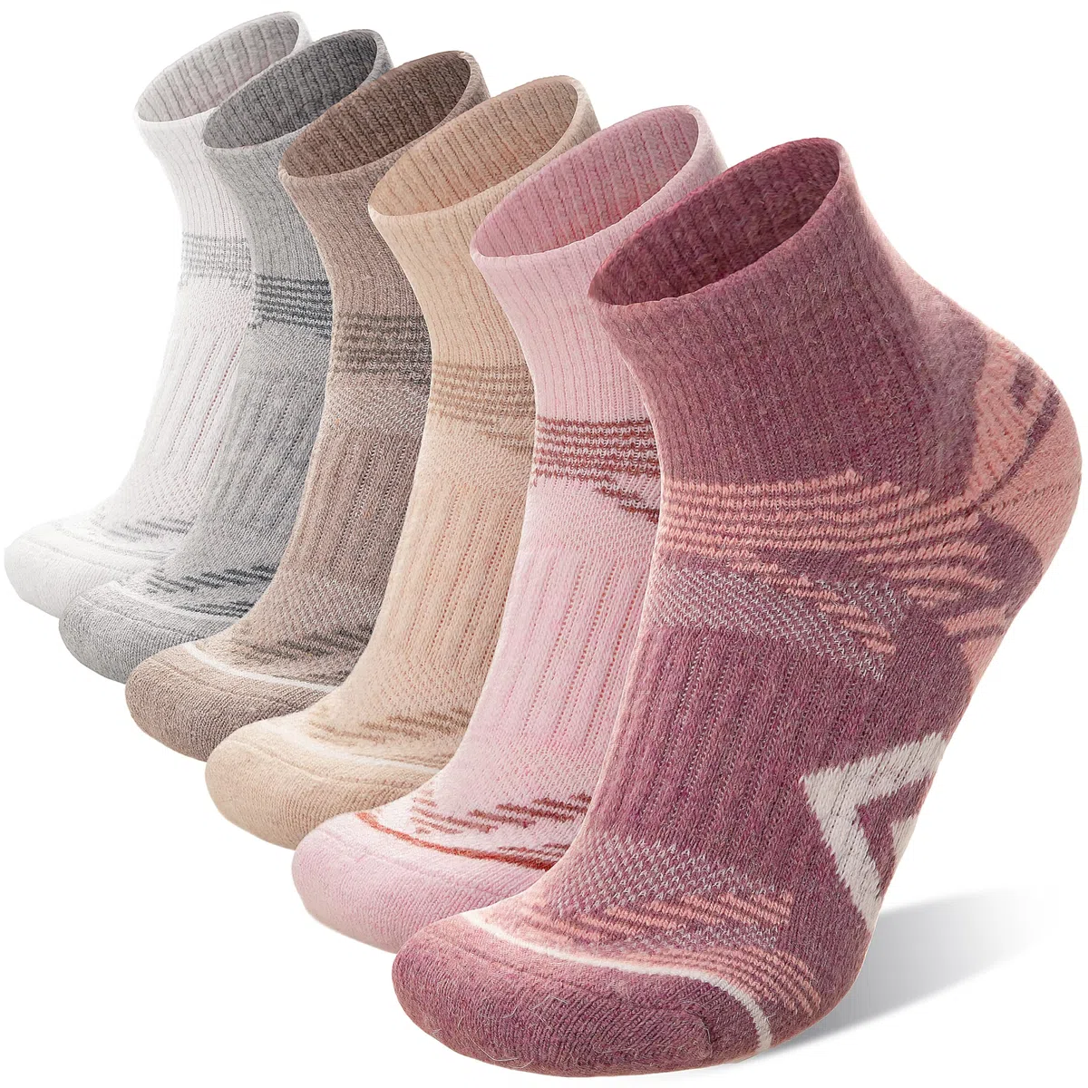 ANTSANG 6 Paar Merino Wolle Ankelsöckchen für Laufen Wandern Gehen Arbeiten Atmungsaktiv Thermisch Warm Dick Gepolstert Socken Viertelsöckchen für Herren Damen