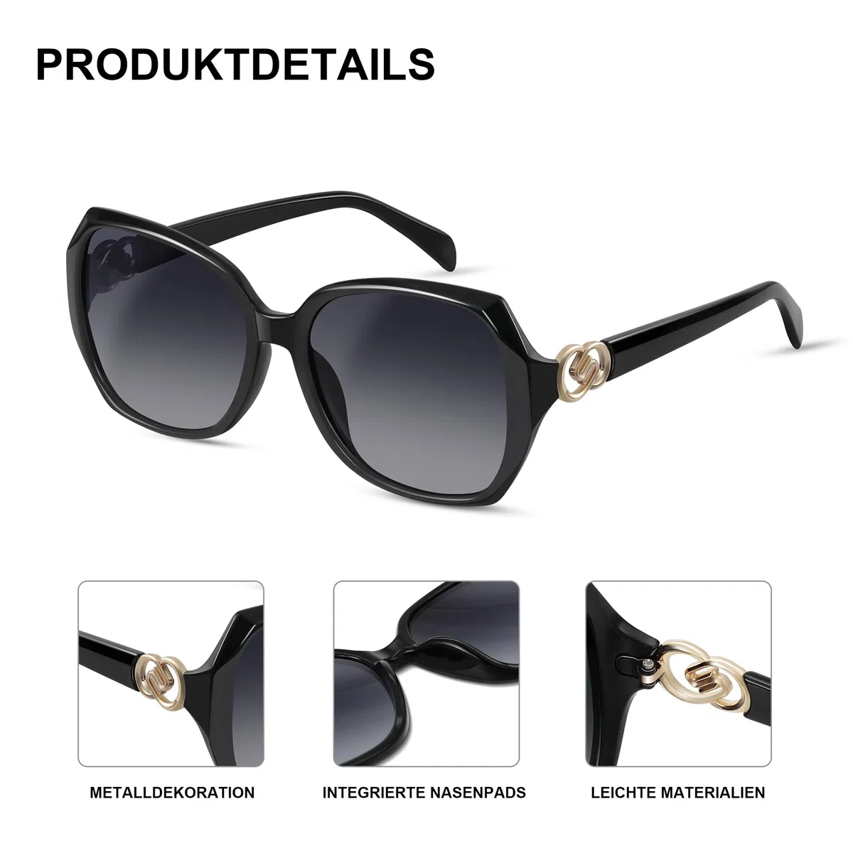 Große-Sonnenbrille Damen-Polarisiert-Sunglasses Woman