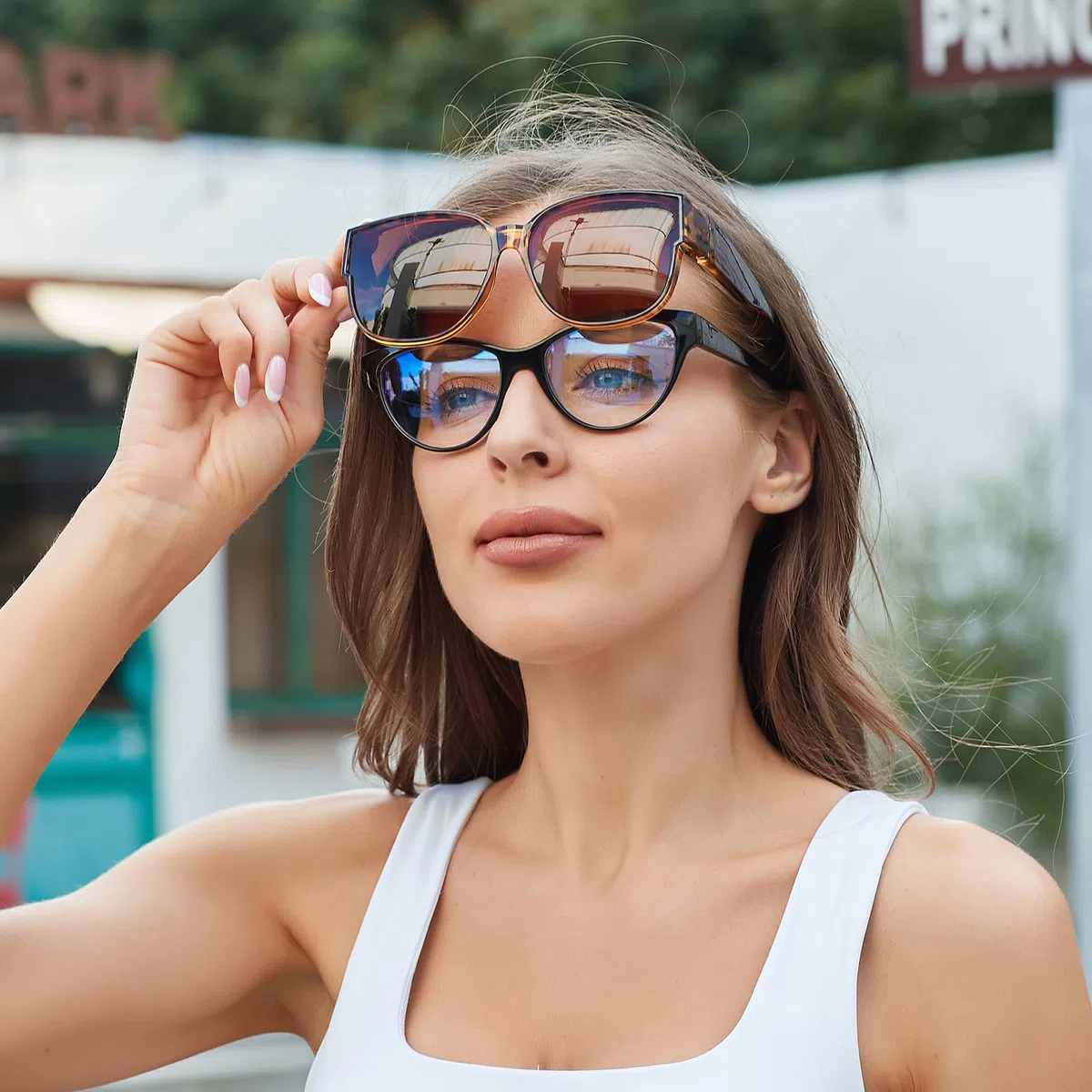 Face Shadow Polarisiert Überzieh Sonnenbrille Damen über Normale Brille, Überbrille für Brillenträger UV400 Schutz Übergroß, Ultra Leicht Fahren Angeln