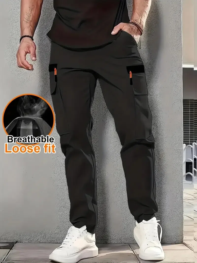 Hidkat Herren Outdoor Cargohosen leicht schnelltrocknend Wanderhosen Jogger mit elastischem Bund vielen Taschen für Reise Freizeit Alltag