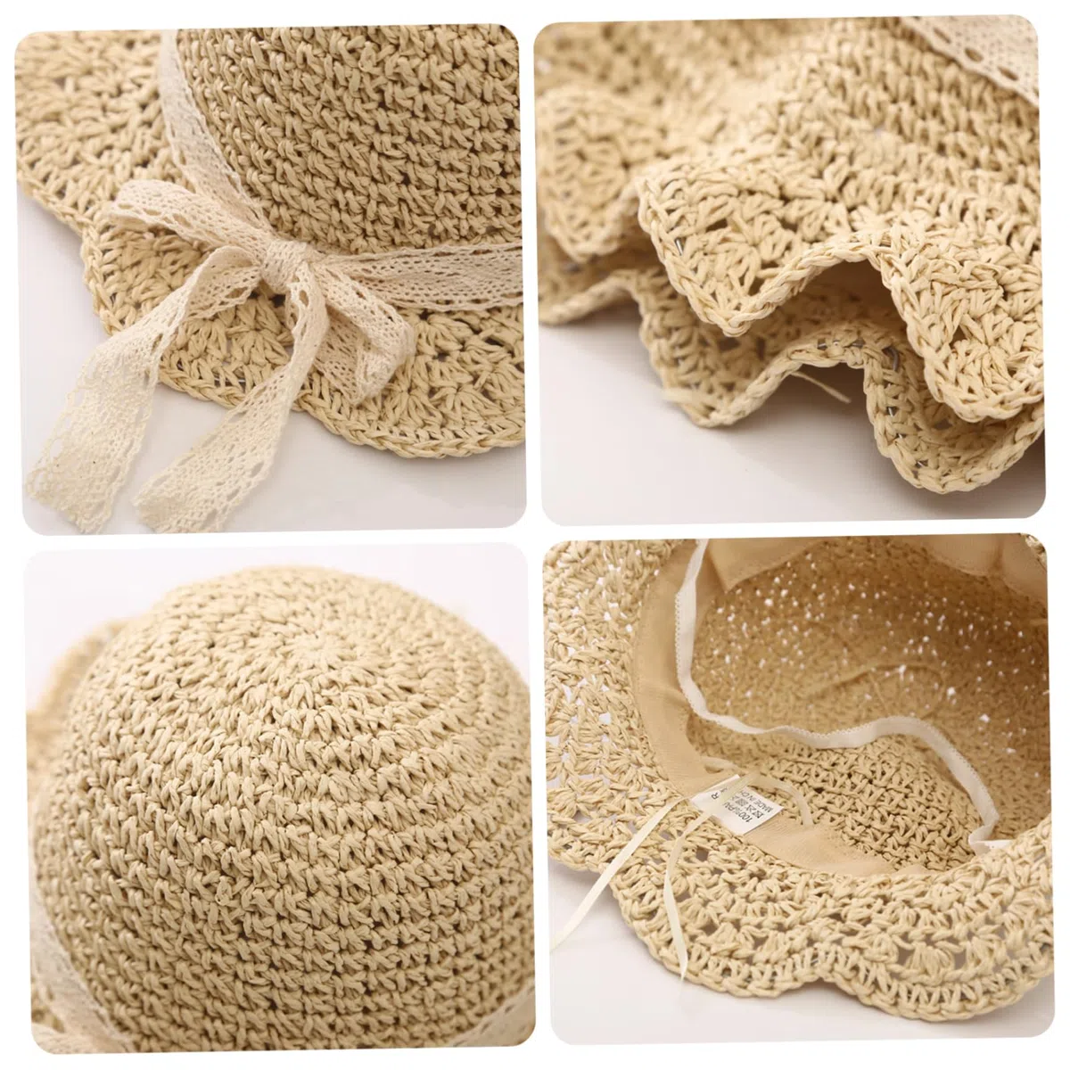 Baby-Mädchen-Hüte mit Schleife, floraler Kleinkind-Strohhut, gewebte Kuppel, Kleinkind-Sonnenhut