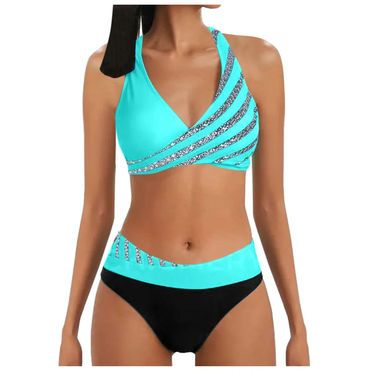 Bikini Damen Push up Sexy Verstellbare Atmungsaktiv Bikini Damen Set Bauch Weg Sexy Bikinihose Schwimmrock Monokini Shape Schnürung Badeanzug mit Rock Lang Badeanzugkleid