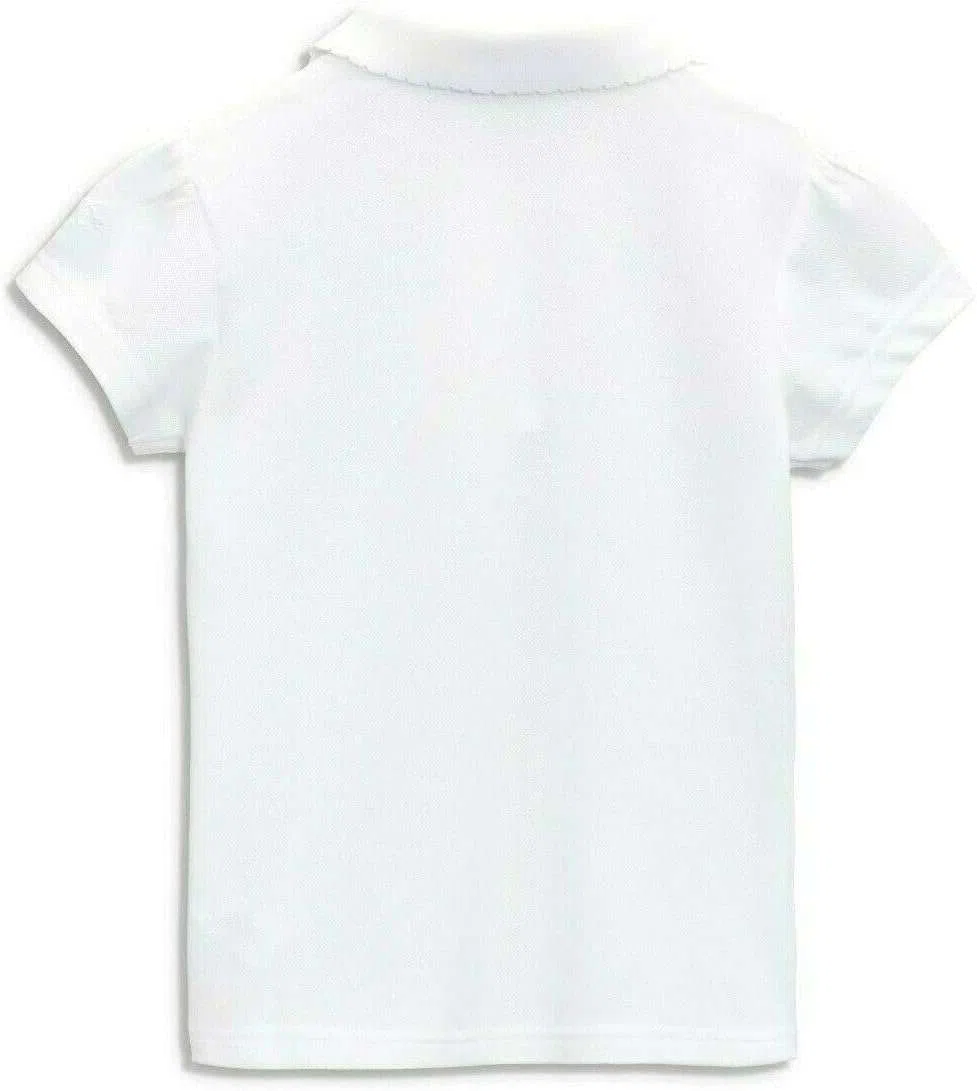 Listers Schoolwear Weißes Schul-Poloshirt für Mädchen, Alter 3–16 Jahre, 100 % Baumwolle, einfarbig, PE