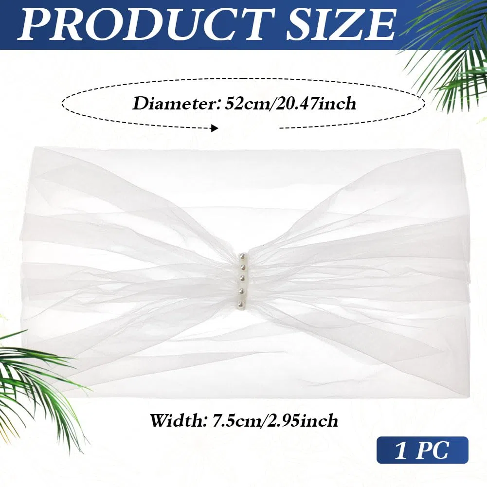 MAYJOYDIY M-110cm Weiße Hochzeits Tüllschals Abnehmbarer Braut Tüllmantel Kurzer Schulterüberzug Umhang Mit Perlen Abendkleid Schal Für Frauen Braut Brautjungfer Hochzeitsfeier