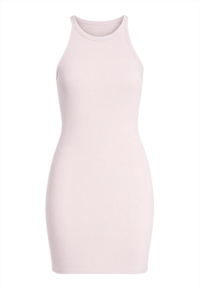 Urban Classics Ladies Washed Rib Jersey Dress Frauen Kurzes Kleid grau Basics