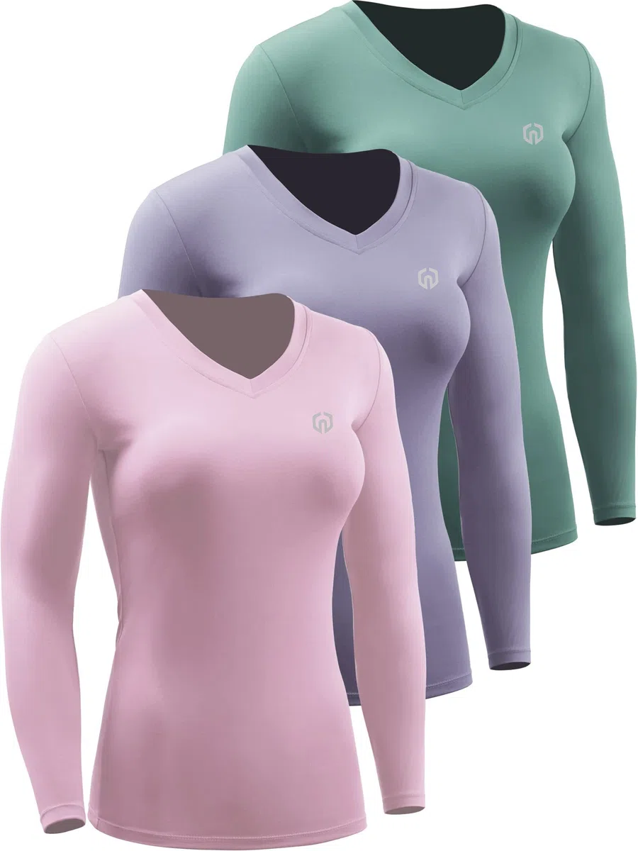 Neleus Damen Athletic Yoga-Shirt (3er Pack)