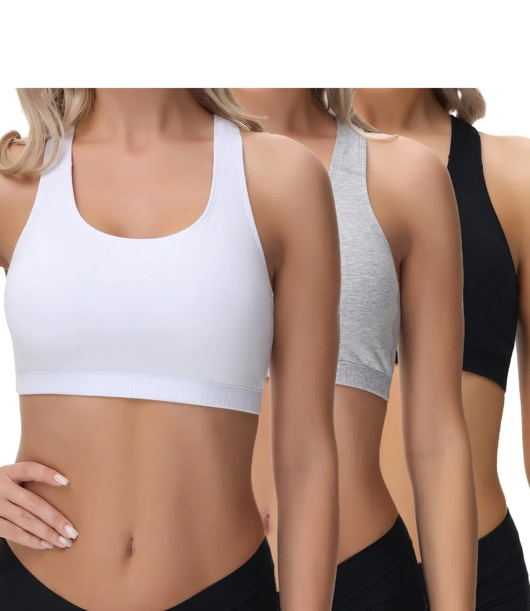wirarpa Bustier Damen Baumwolle Ohne Bügel T-Rücken Bra Ohne Gepolstert Top Leichte Stützung 3er Pack