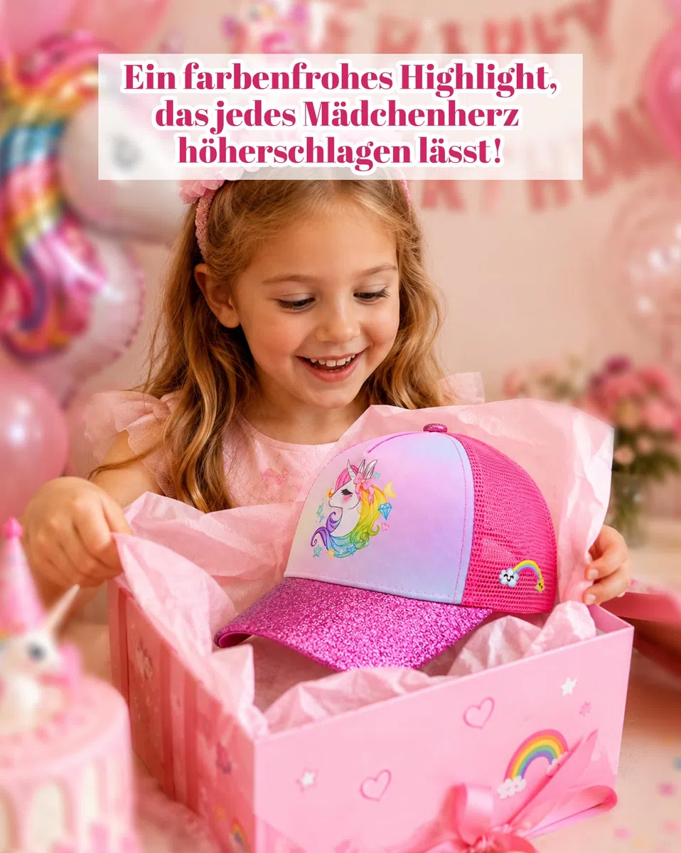 Kinder Einhorn Trucker Caps für Mädchen, Kleinkind Snapback Mesh Baseball Hut für Alter 2-8