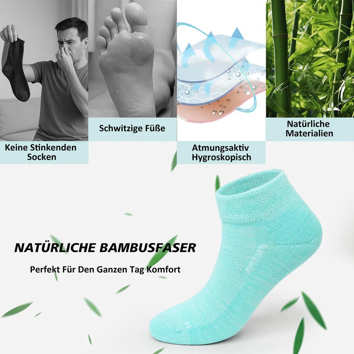 Bambus Socken Ohne Gummibund: Diabetikersocken Kurz für Herren Damen Ohne Gummi und Naht Gesundheitssocken Weiter Bund mit Plüschsohle für Geschwollene Füße Pastellfarben