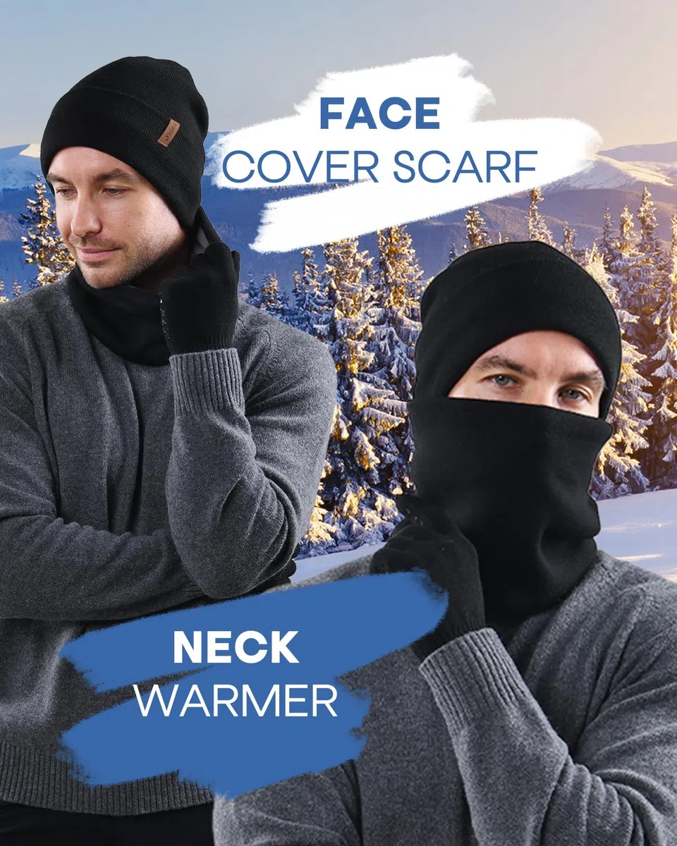 FURTALK Unisex Winter Beanie Mütze Schal und Handschuhe im 3er-Set Herren Damen Wintermütze Winterschal Touchscreen Handschuhe mit weiches Fleecefutter