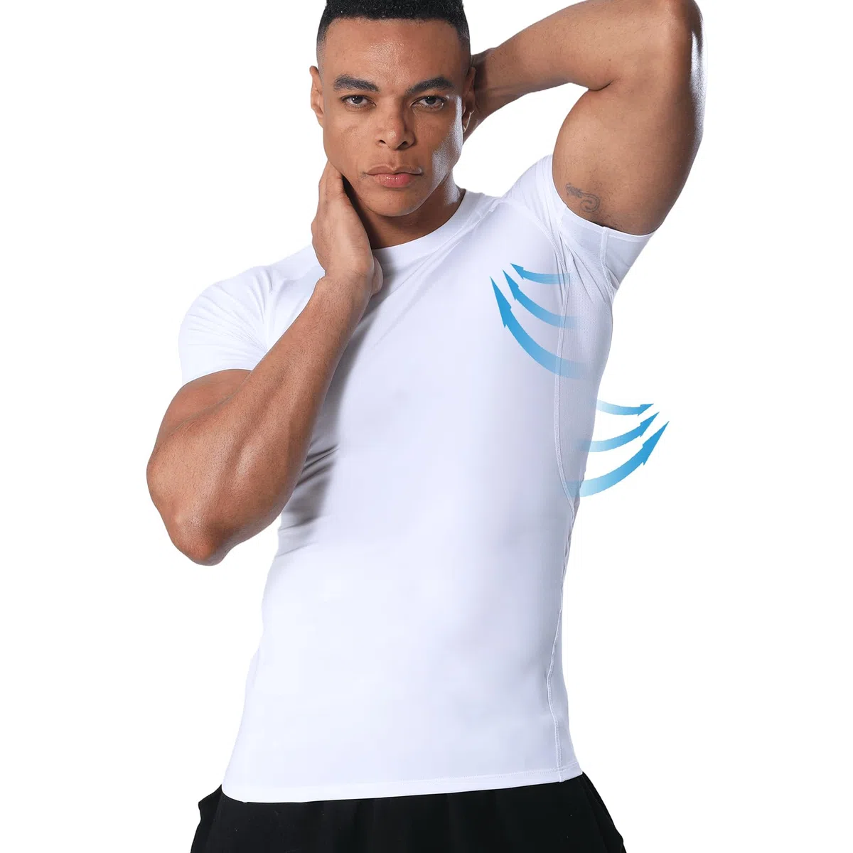 Kompressionsshirt Herren Kurzarm Achsel-Netzgewebe Atmungsaktiv Sport T-Shirt Schnelltrocknend Funktionsshirt Elastizität Hautfreundlich Tops Laufshirt Sportshirt Männer für Radfahren Fitness