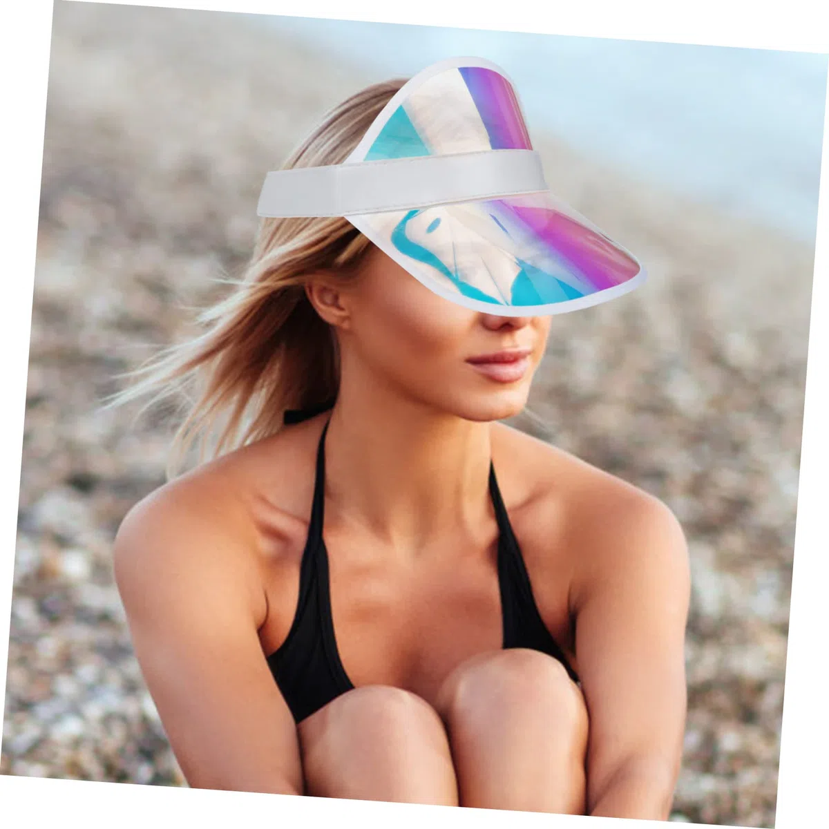 FRCOLOR Sonnenblende Neon UV Sonnenhut breite Krempe Eimerhüte Mama strandloege Visor Cap sonnencap Sonnenschutz Kappe Damen Sonnenhut schirmmützen Mädchen Visier Jungen Visier PVC