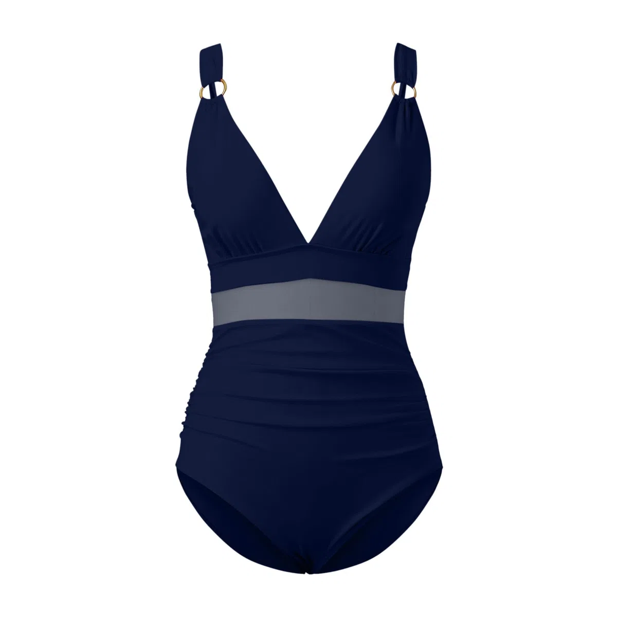 Badeanzug Damen, Badeanzug Damen Bauchweg Mesh V Ausschnitt Einteilige Bademode Monokini mit Gepolsterte Push Up Badeanzüge für Damen Bauchkontrolle Sommer Swimsuit Badebekleidung