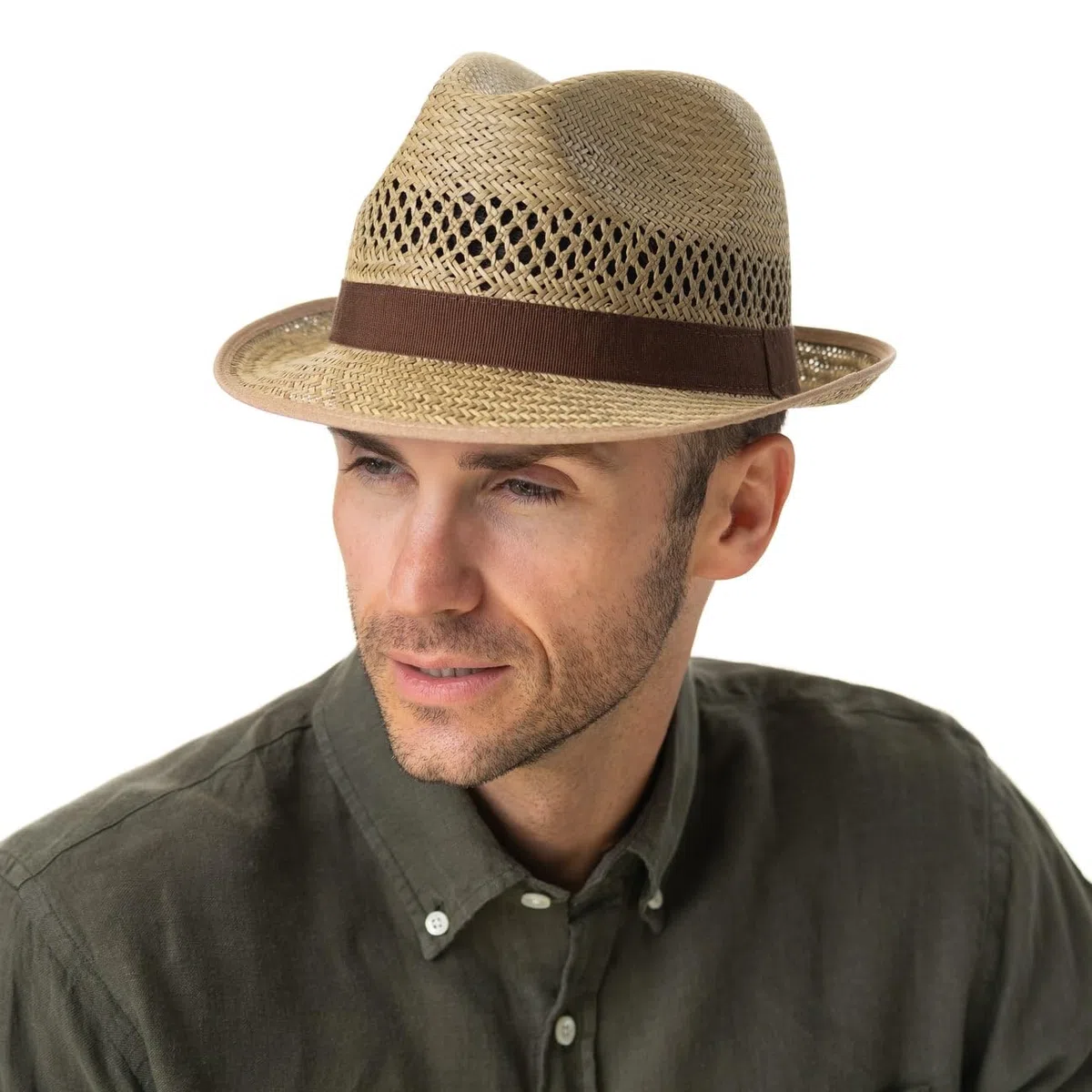 Lipodo Classic Trilby Strohhut Ripsband Uni einfarbig Made in Italy Damen und Herren Frühling Sommer