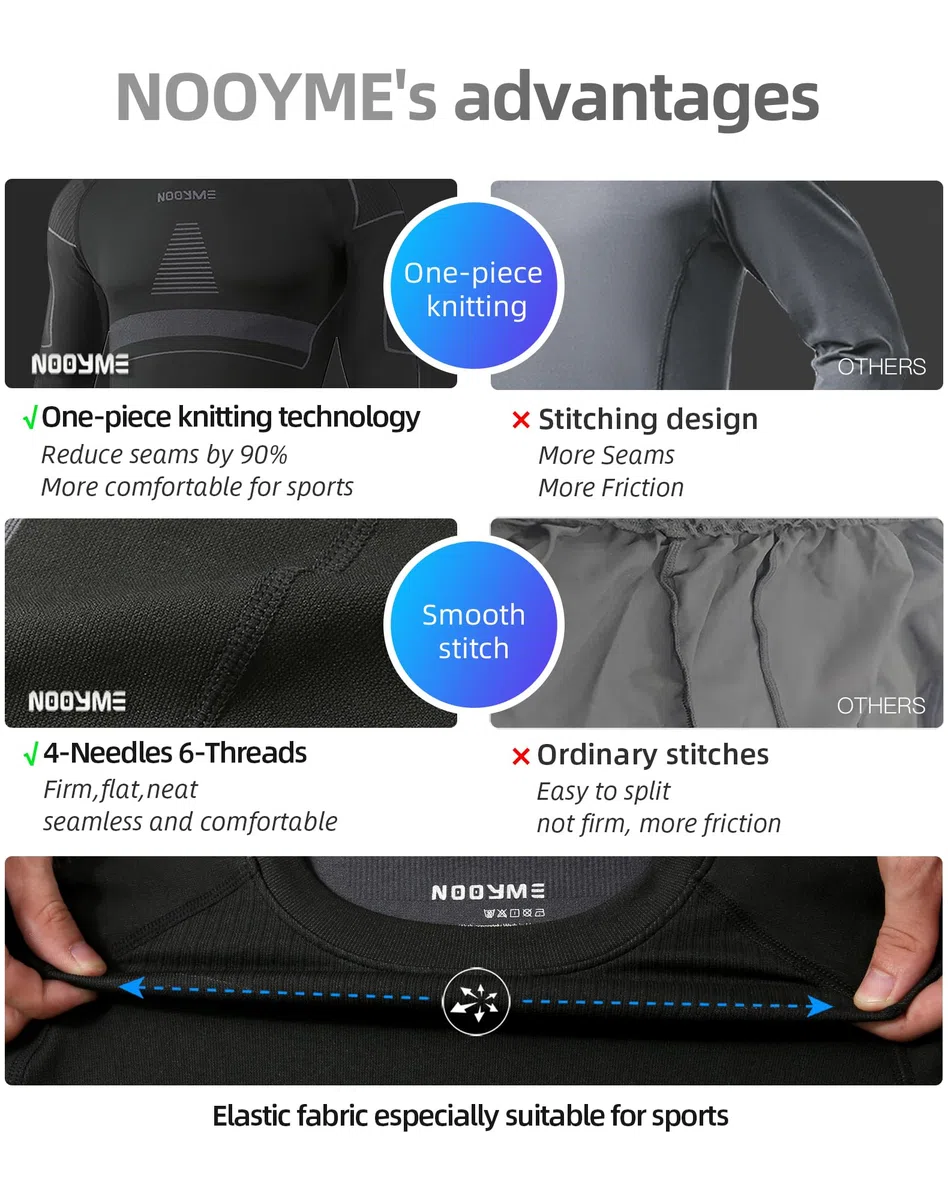 NOOYME Thermo Unterhemd Herren Thermoshirt Herren elastisch Funktionsunterwäsche Herren warm Thermo Oberteil Herren Skiunterwäsche Herren atmungsaktiv flexibel Thermounterhemd Thermounterwäsche Herren