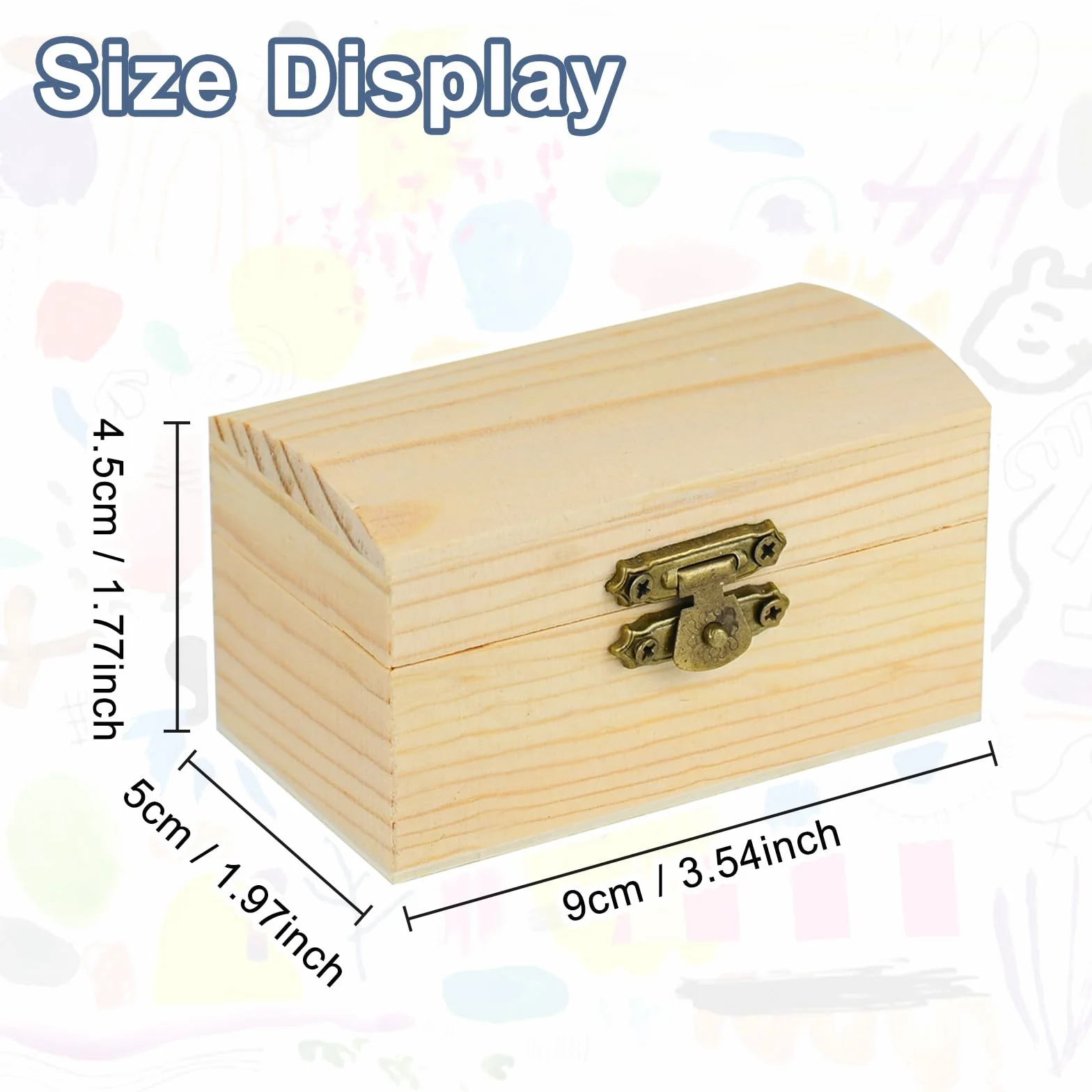 10 Stück Klein Unfertige Hölzernes Schatztruhe Box (9x5x4,5cm) Mini Holz Schatzkiste mit Verschluss für DIY Kunsthandwerk und Party Favor