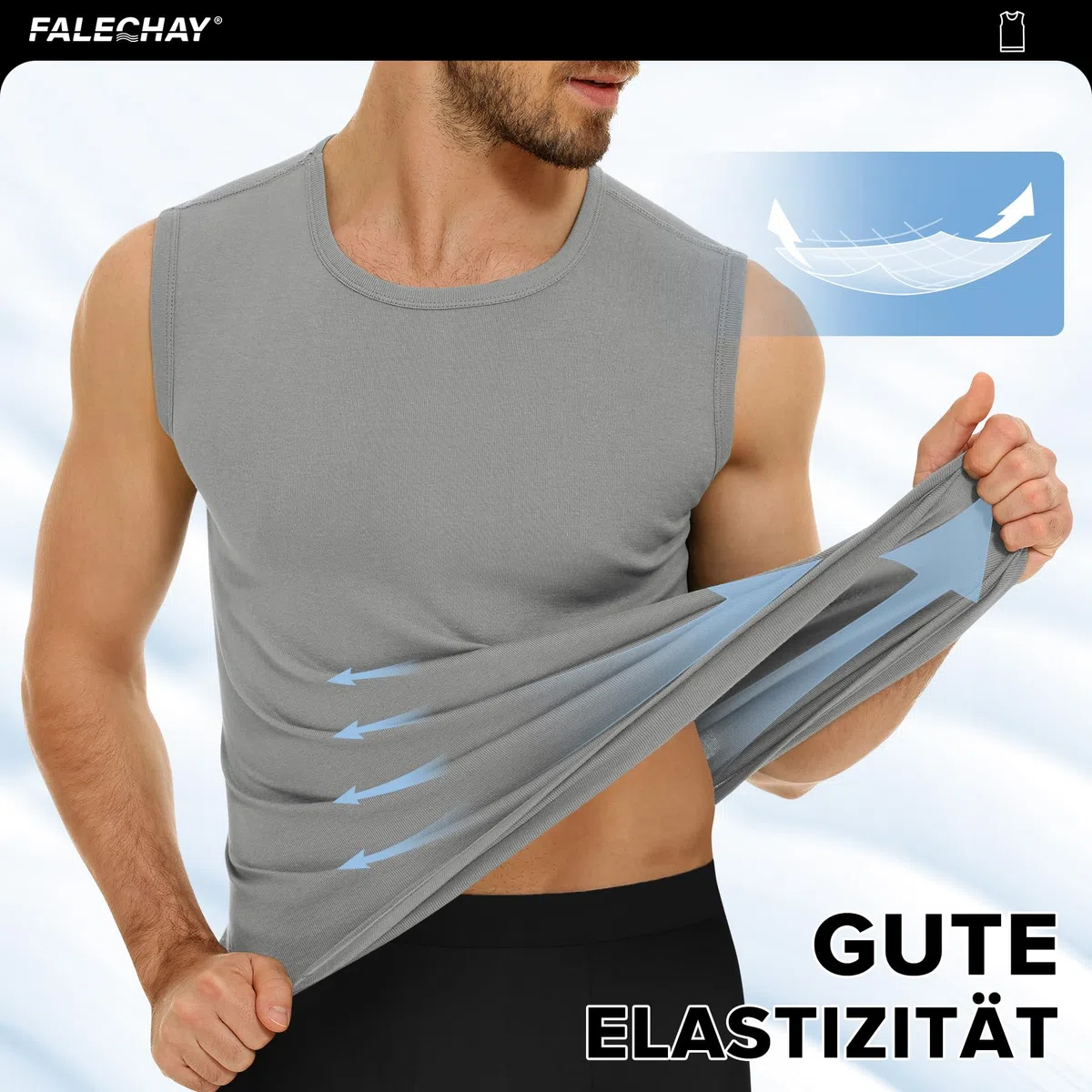 Falechay 3er Pack Unterhemd Herren 100% Gekämmte Baumwolle Tank Top Herren Ärmelloses Unterhemden